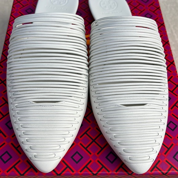 TORY BURCH Sienna flat slide leather mules white size 7 - Picture 3 of 17